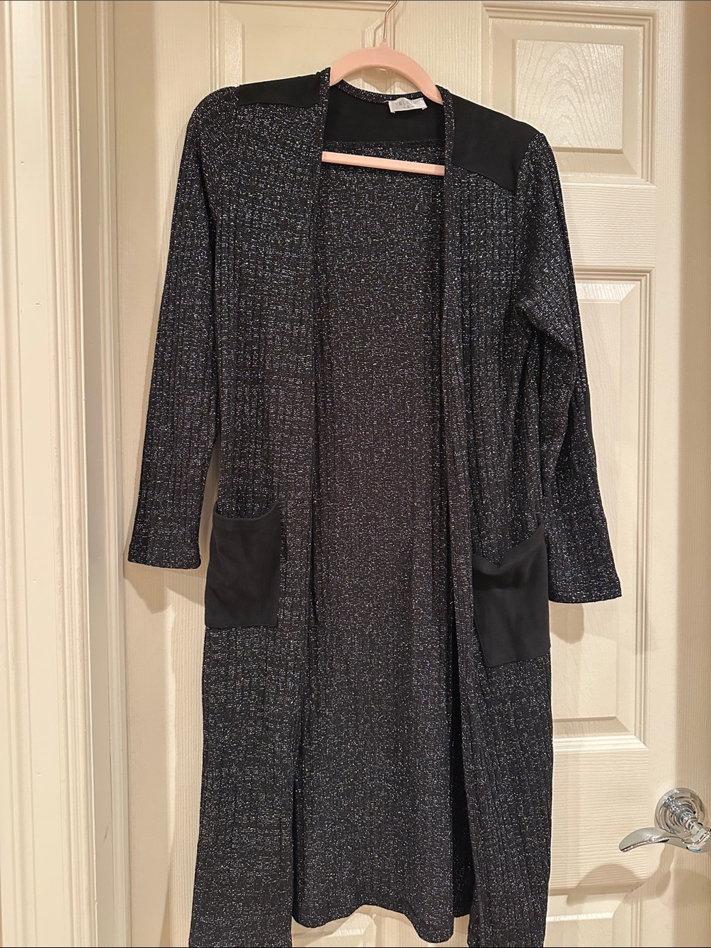 Yelete Black Sparkle Open-Front Cardigan